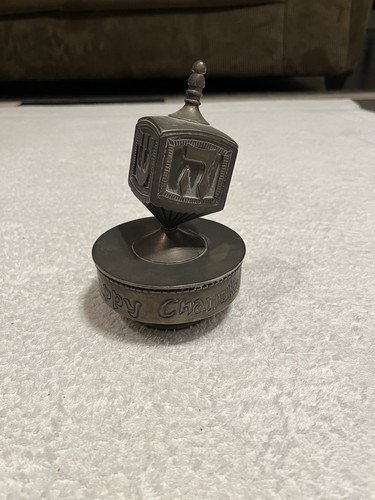 Dreidel Metal Music Box, Happy Chanukah, Judaica, Plays Oh Dreidel Tested Works