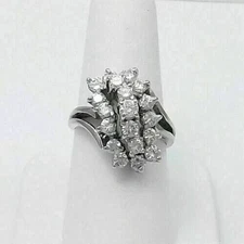2Ct Round Cut Lab-Created Diamond Cluster Engagement Ring 14K White Gold Finish