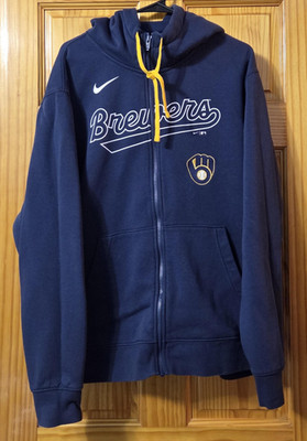 Milwaukee Brewers Hoodie Sweatshirt Mens XL Blue MLB Baseball Full