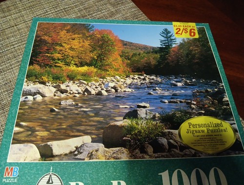 Vtg (1998) MB BIG BEN 1000 "SWIFT RIVER NH" 1000 piece puzzle NEW Sealed - Picture 2 of 6
