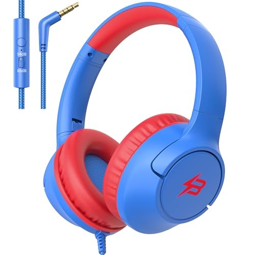 Kids Headphones with Cord for School, 85/94dB Volume Limit, Wired Headphones