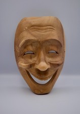 Vintage handgeschnitzte Volkskunst Holzmaske, 8,5 x 6 Zoll