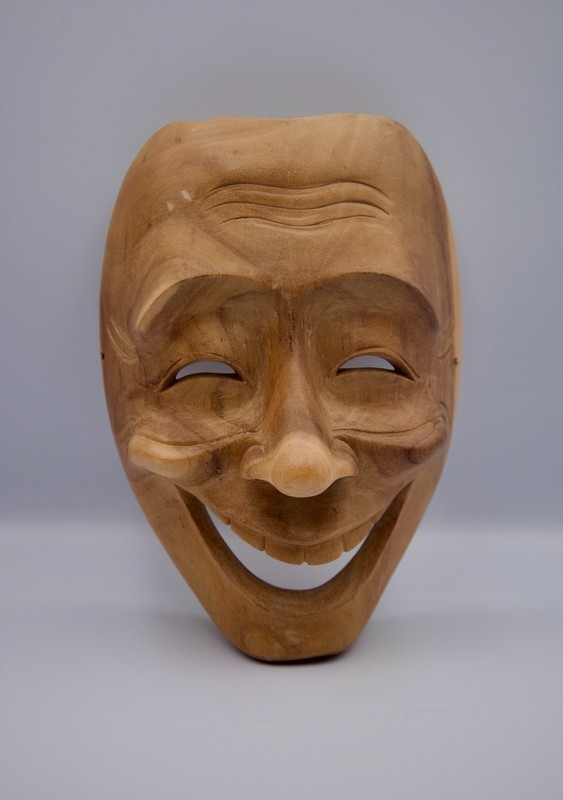 Vintage Hand Carved Folk Art Wooden Mask, 8.5 By 6 Inches