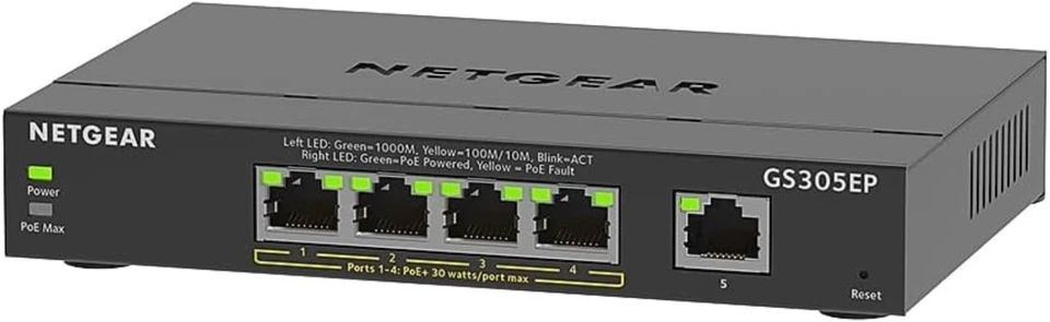 Conmutador Ethernet PoE+ eficiente de 5 puertos GS305EP - Ideal para optimización de red Foto 3 de 4