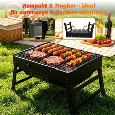 Holzkohlegrill Tischgrill Mini 35x27x20cm Edelstahl tragbar Picknick Balkon