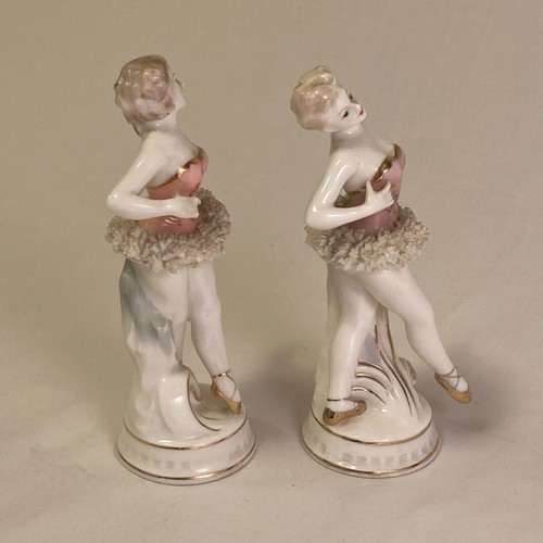 Bone China BALLERINA Figuren Spaghetti Tutus & Goldrand, Japan Vintage 50er 5" - Bild 5 von 10