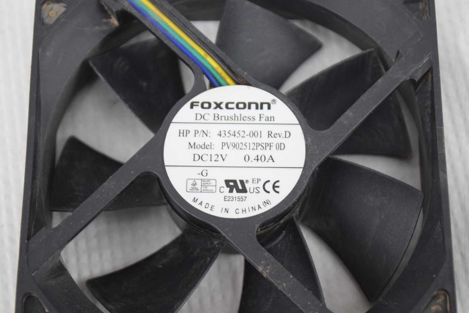 Foxconn 435452-001 DC 12V .4A 92mm x 25mm Computer Case Fan HP 