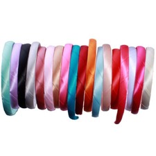 50PCS 14MM Wide Fit All Age Solid Satin Covered Resin Headbands For Women