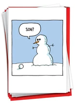 12 Funny Thank You Greeting Cards Set 5"x7" w/ Envelopes(1 Design) Snowman Son