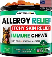 Dog Allergy Relief Chews - Dog Itch Relief - Probiotics, Omega 3 Fish Oil  C...