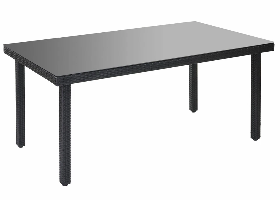 Poly-Rattan Gartentisch Cava, Esstisch Tisch mit Glasplatte, 160x90x74cm - Bild 2 von 4