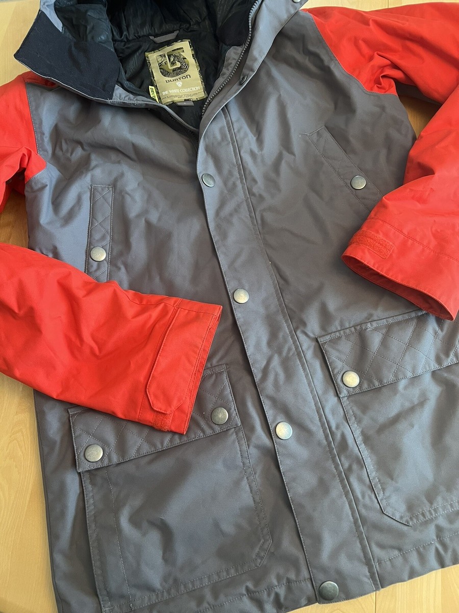 BURTON THE WHITE COLLECTION GREY & RED DRY RIDE JACKET SZ S
