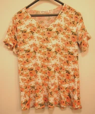 Doubiju Tunic Short Sleeve Pink Floral L