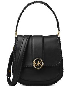 NWT Michael Kors LILLIE Stitched Messenger Crossbody Bag In BLACK Leather $398 192317866070 | eBay