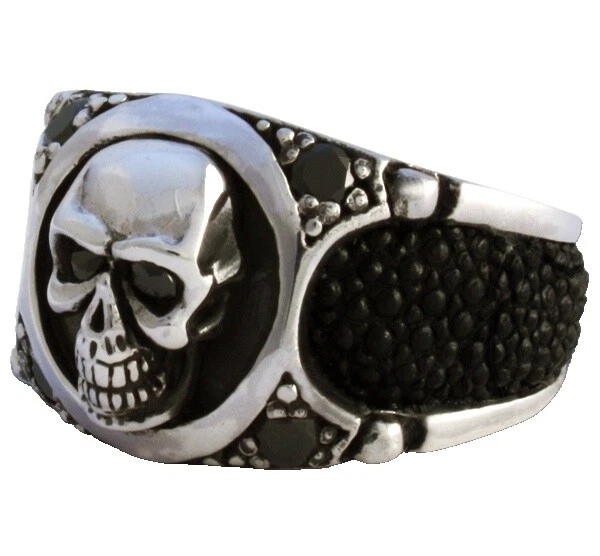 Кожаные байкерские кольца для мужчин