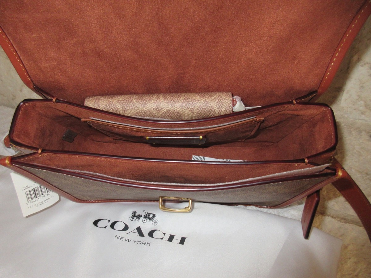 NWT Coach Tan Rust Coated Signature Studio Shoulder Bag or