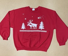 XL Ugly Christmas Sweatshirt Funny Naughty Reindeer, Red