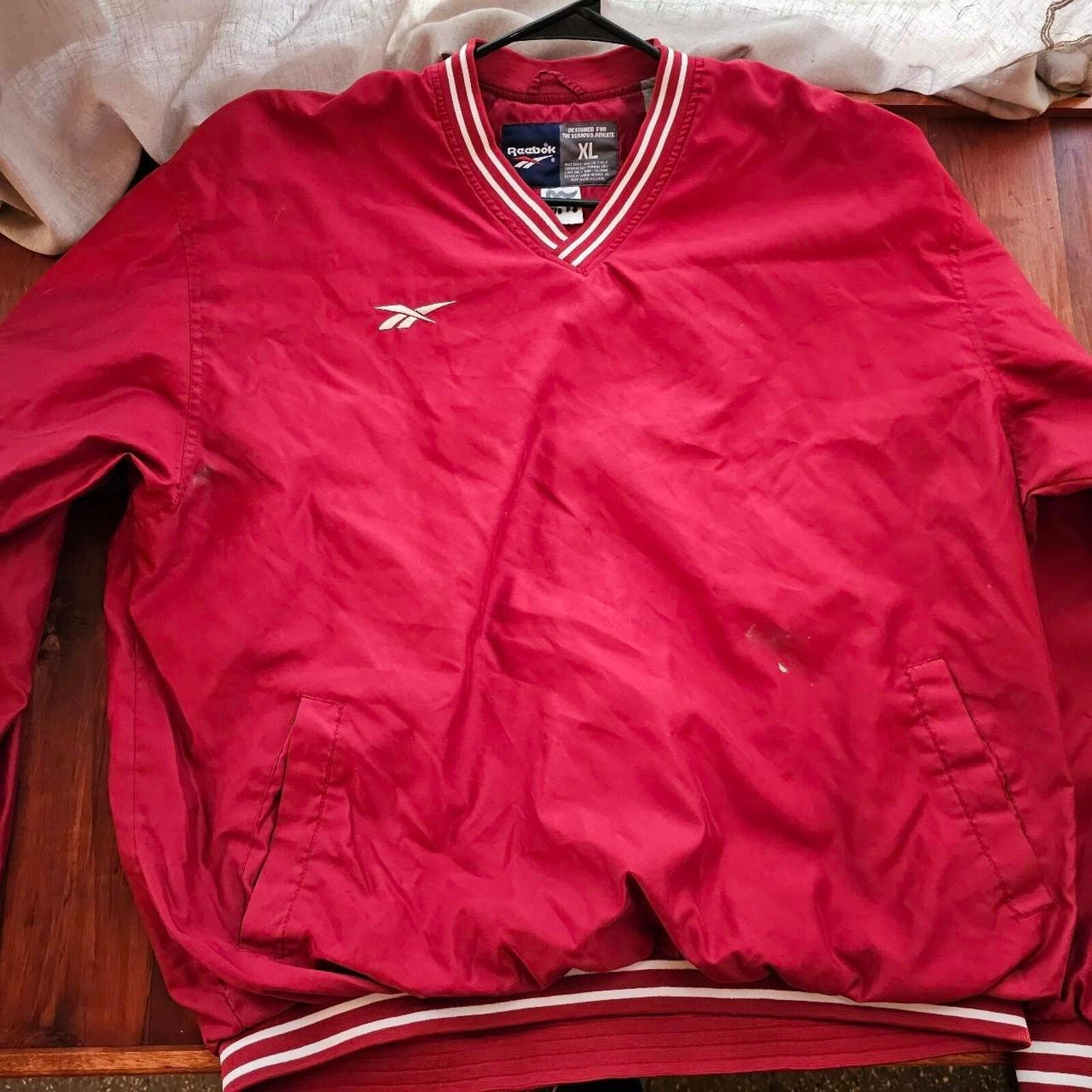 Reebok Mens Red Vintage Warmup Windbreaker Snowmobile Winter Sports Jacket XL