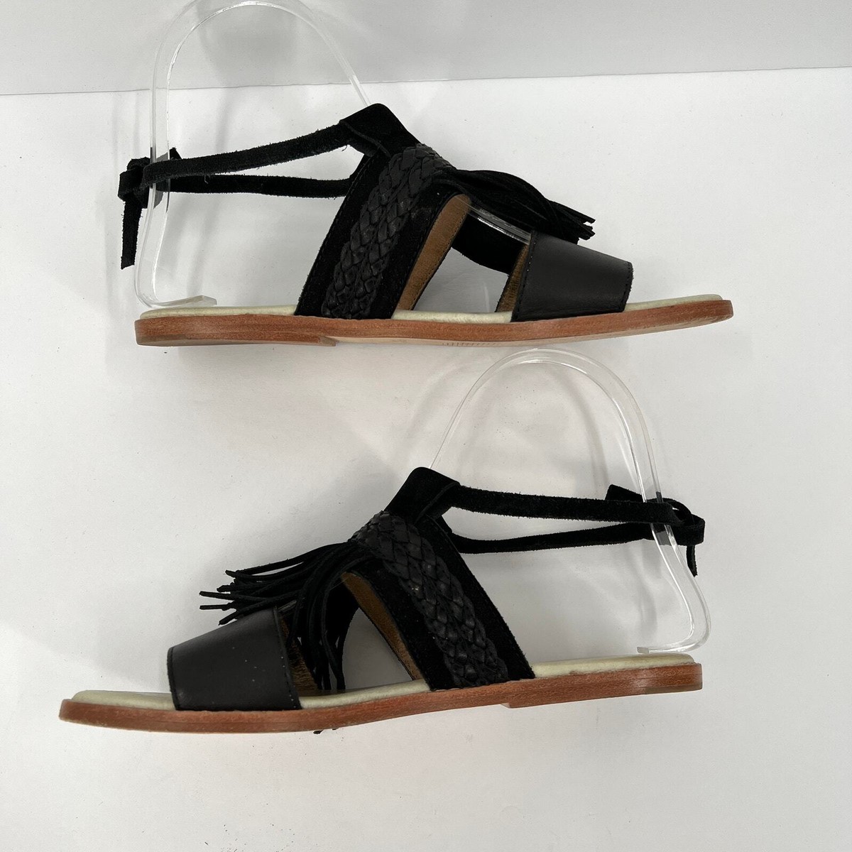 LIEBESKIND X ANTHROPOLOGIE Suede Fringe Slide Sandal Womens  Liebeskind Black Fringe Sandals Boho Open Toe Anthropologie Size 36 main image 2