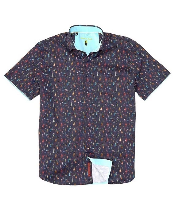 Luchiano Visconti Casual Shirt Mens S Allover Multi Sailboat Print S/S $99 NWT