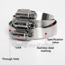 Hose Clamps Worm Gear 304 Stainless Adjustable Tube Clips 14-311mm Various Sizes