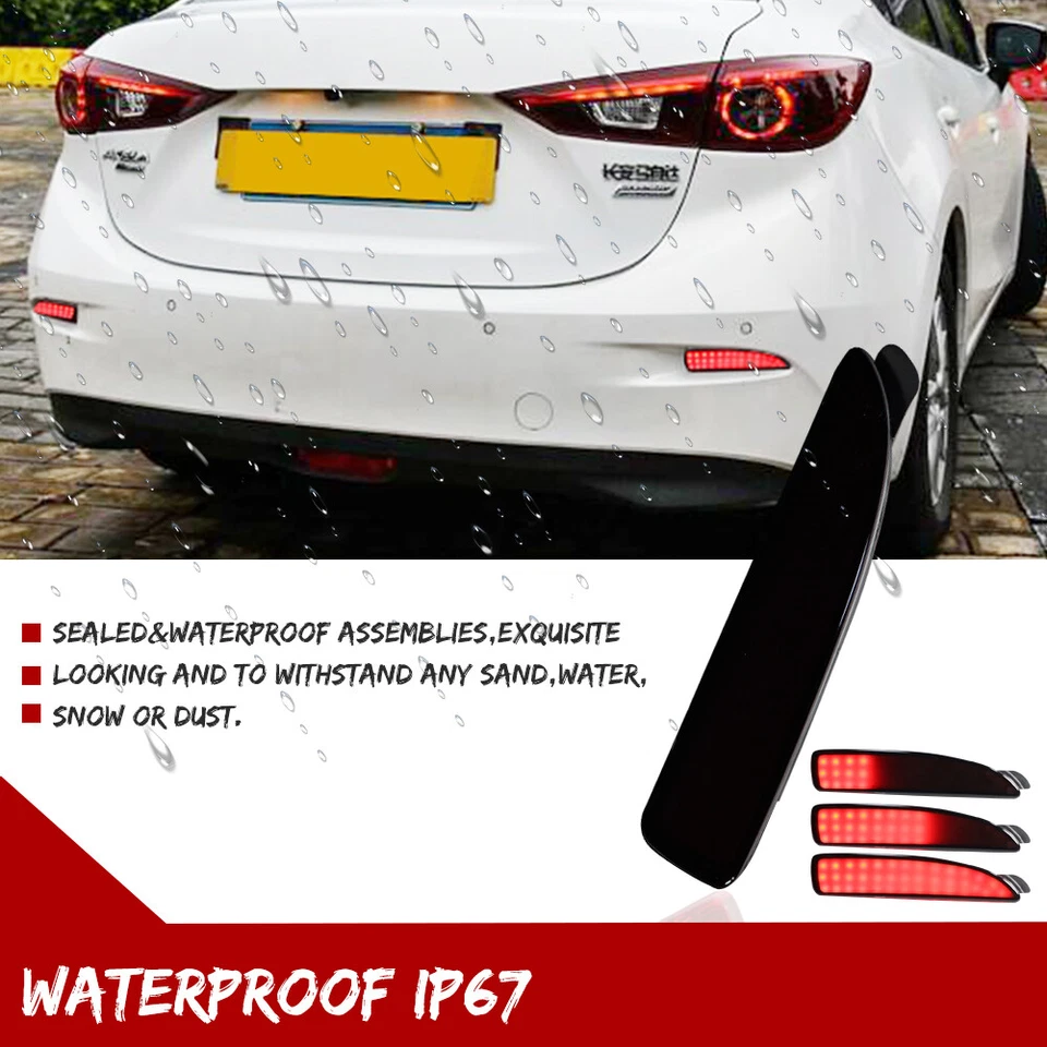 2 luces de señal de freno trasero reflector parachoques trasero LED ahumado para Mazda 3 5 6 Foto 4 de 4