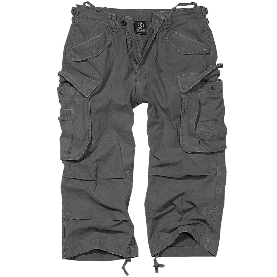 Brandit Industry Vintage 3/4 Short Camping Randonée Urbaine Mens Fond Anthracite - Photo 1/1