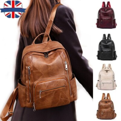 Woman's Rocksack Vintage Women Ladies Soft Leather Casual Rucksack Shoulder Bag Backpack ...