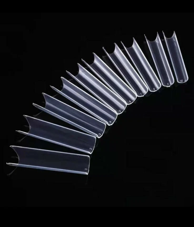 550 Pc Clear Full Cover Tip Curved Nail Tips On False Press On Artificial  - Image 2 of 4