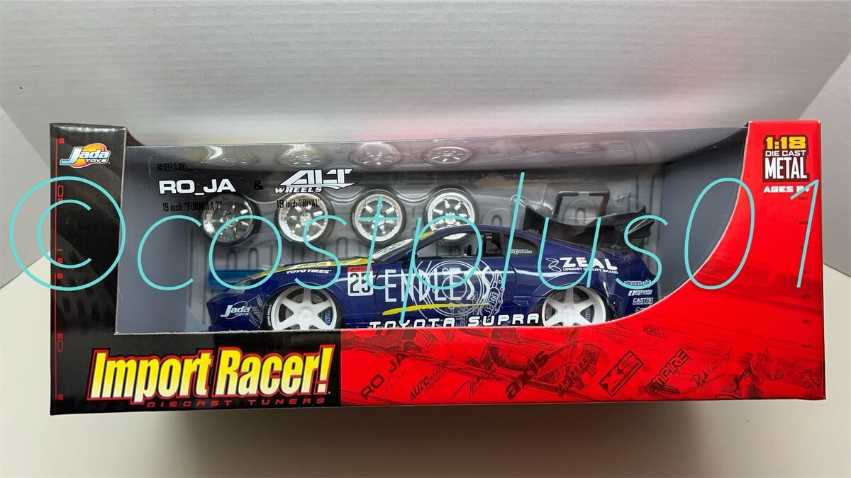 JADA IMPORT RACER TOYOTA SUPRA 1:18 BLUE EXTRA HOOD AND JADA IMPORT RACER TOYOTA SUPRA 1:18 BLUE EXTRA HOOD AND