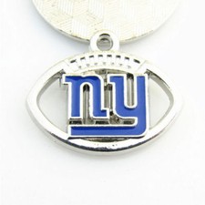 New York Giants Football Round Charm Free Tracking Key Chain Ring New