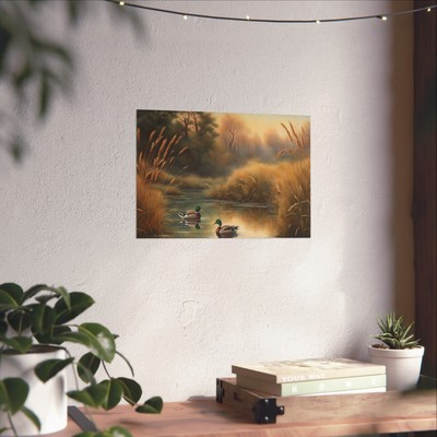 Reflections in Harmony: Mallards at Dawn Waterfowl wall art