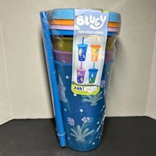 BLUEY Color Changing Tumblers | Zak Everyday Smiles | 4-Pack | With Straws