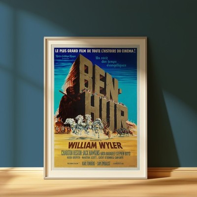 Ben Hur Movie Poster French Style Charlton Heston Vintage Epic Film Art Print