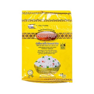 Ocean Pearl Golden Sella Basmati Rice, Aged Aromatic Double Extra Long, 10 lb