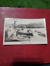 CABDEN ONT. CANADA FISHING EXAGGERATED ANTIQUE PHOTO POSTCARD GIANT FISH