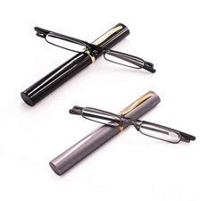 2 Pack Slim Mini Metal Reading Glasses Compact Lightweight Portable