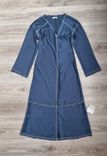  Asos Design V-neck Satin Midi Dress in Denim Blue Size UK 10.