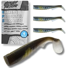 Extreme Paddle Tail Swim Baits  Soft Plastic Swimbaits for Bass Fishing, 4 Pack