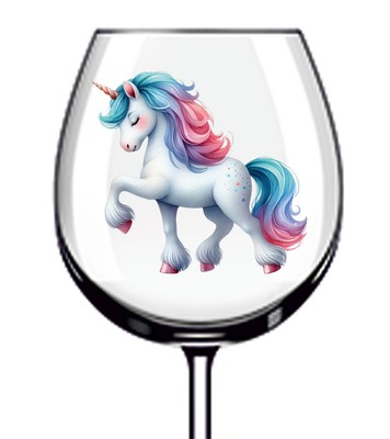 12x Aquarell Baby Einhorn Vinyl Aufkleber Abziehbild Becher Weinglas Flasche Tasse