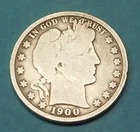 1900-o BARBER HALF DOLLAR - SILVER - V.G.