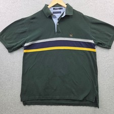 TOMMY HILFIGER Vintage Crest STRIPED Polo Shirt Mens XL 100 Cotton Y2K