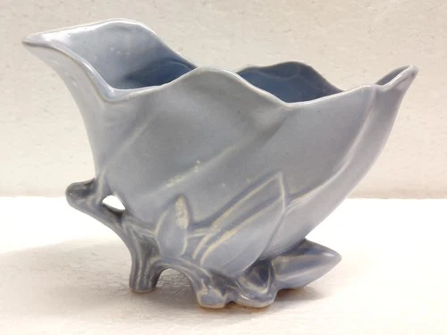 Vintage Brush McCoy Pottery Blue Planter Lily Flower Bud Twig Vase