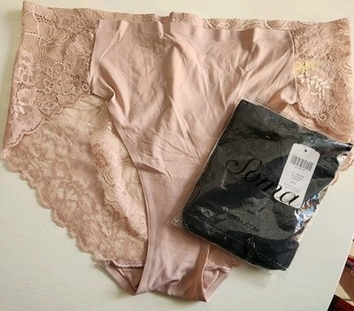 SOMA VANISHING EDGE COTTON SPANDEX LACE BACK SILCONE HIGH LEG SZ XL TWO PACK