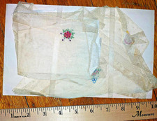 Pair of Vintage Tea Stained Silk Embroidered Hankies