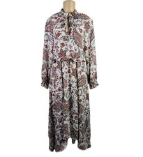 Banana Republic Sz 0 Paisley Peasant Midi Dress Assymetric Peplum Ruffle