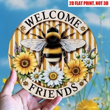 2D flat summer bee sunflower acrylic welcome sign, bee hanging decor
