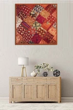 40" STUNNING EMBROIDERY SARI DÉCOR WALL HANGING TAPESTRY FESTIVAL SEASON GIFT