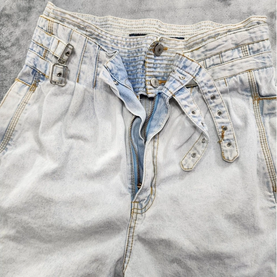 Pantalones Cortos Jordache Vintage Años 80 Para Mujer 13/14 Azul Ácido Lavado Doble Hebilla tiro Alto Foto 4 de 4