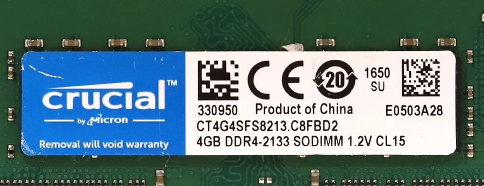 Crucial 4GB PC4-17000 DDR4-2133MHz Laptop Memory P/N: CT4G4SFS8213.C8FBD2 Tested - Image 2 of 2